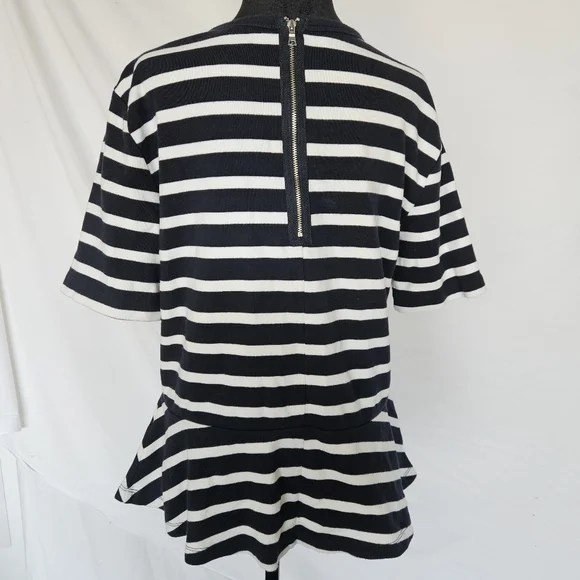 Size XL GAP Navy and White Striped Peplum Women's Top - Picture 3 of 10